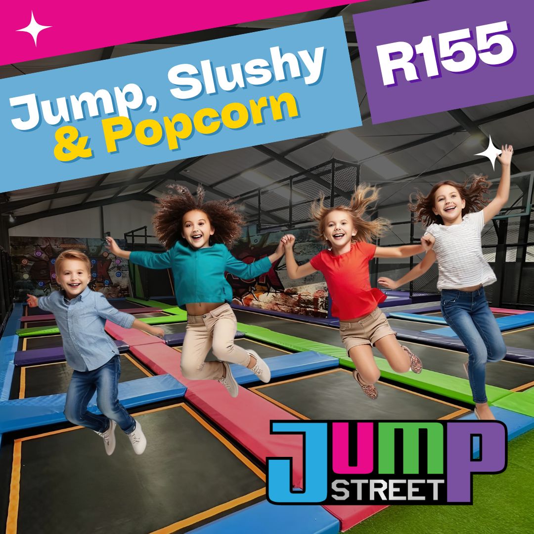 1 Hr Jump, Slushy & Popcorn – R155